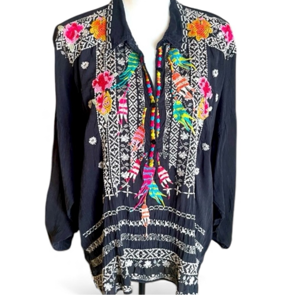 Johnny Was heavily embroidered feathers tunic (oversized) NWT RARE - Picture 3 of 13
